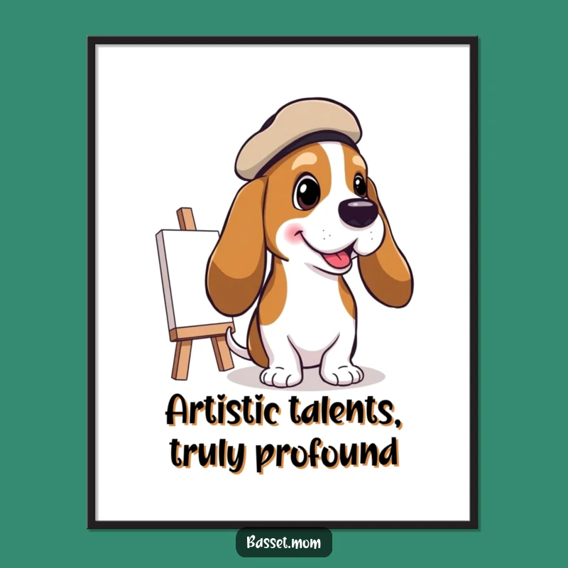 Free Printable Basset Hound Artist Wall Art: Funny Pup Painting Decor