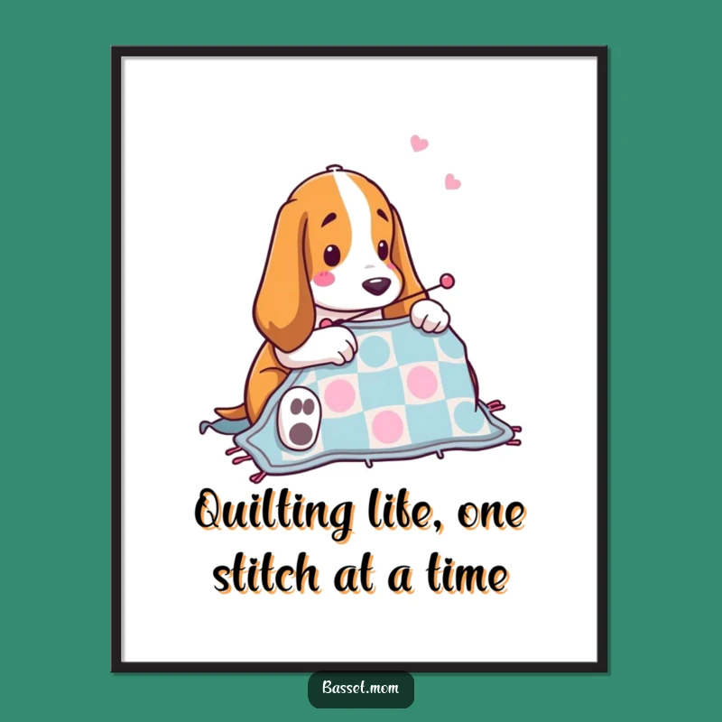 Free Printable Basset Hound Wall Art: Hilarious Quilting Dog Downloadable Art for Home Decor
