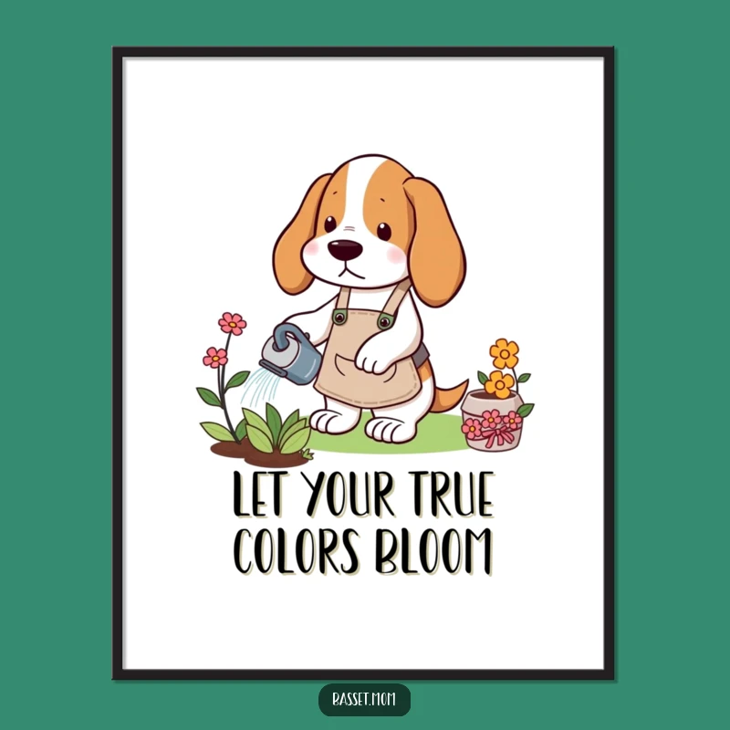 Free Printable Gardening Basset Wall Art: Funny Dog Lover Decor Downloadable Art