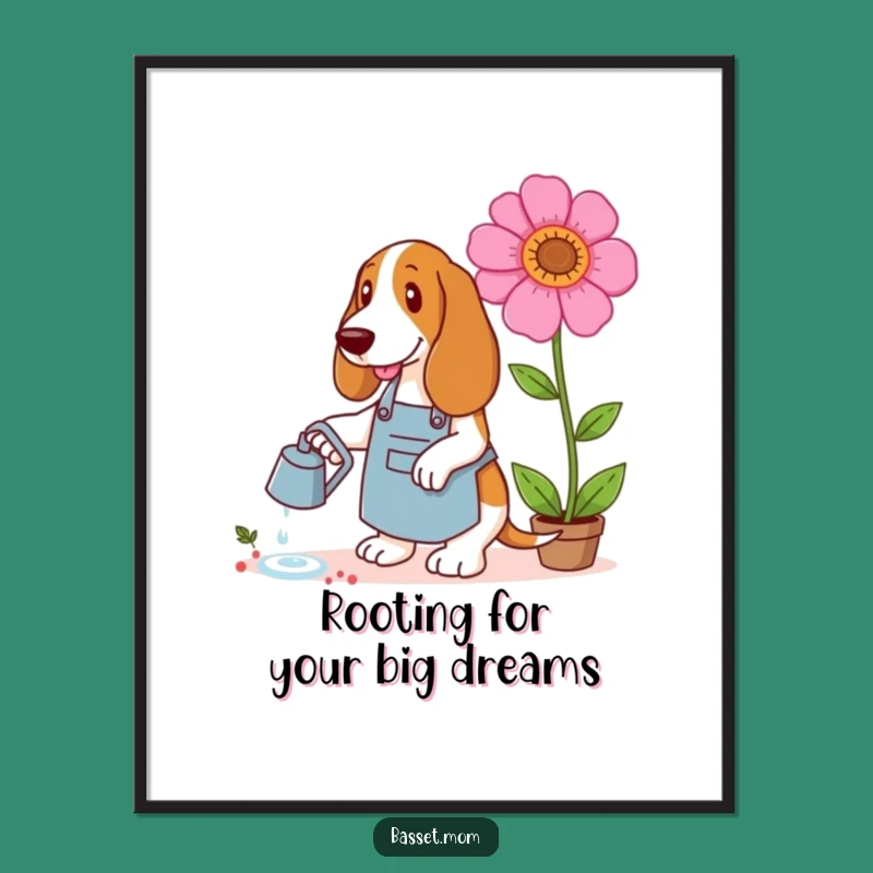 Free Printable Wall Art: Hilarious Gardening Basset Hound - Whimsical Decor!