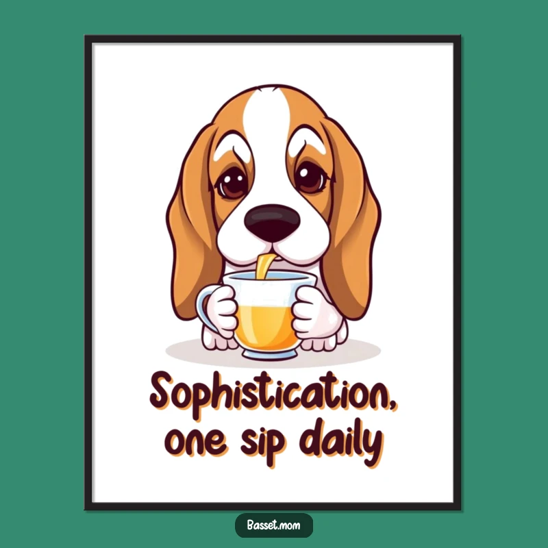 Free Printable Wall Art: Sophisticated Basset Hound Tea Time - Elegant Home Decor!