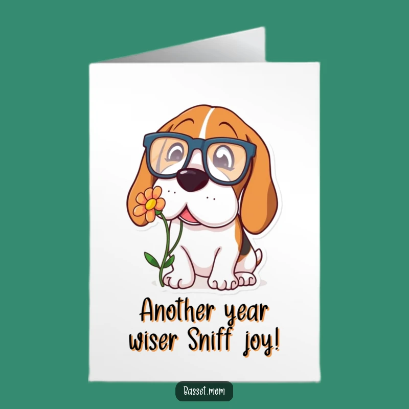 Funny Free Printable Basset Hound Birthday Card: Sniffing Pup - Quirky Downloadable Gift