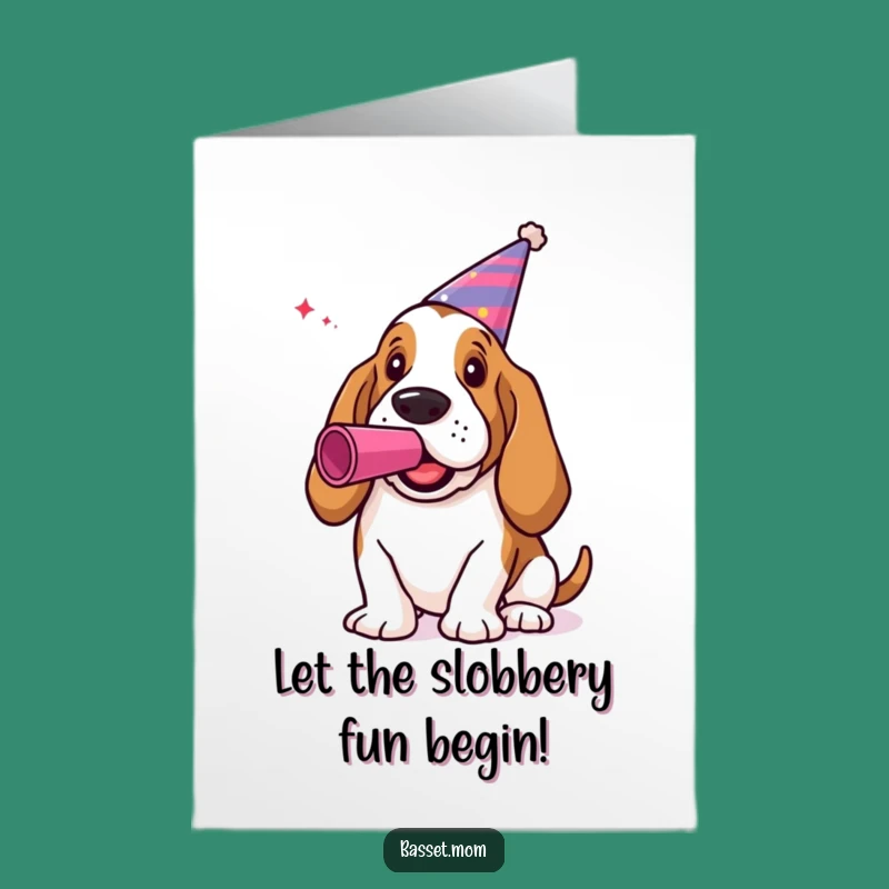Free Printable Funny Basset Hound Birthday Card: Party Hound Downloadable Greeting