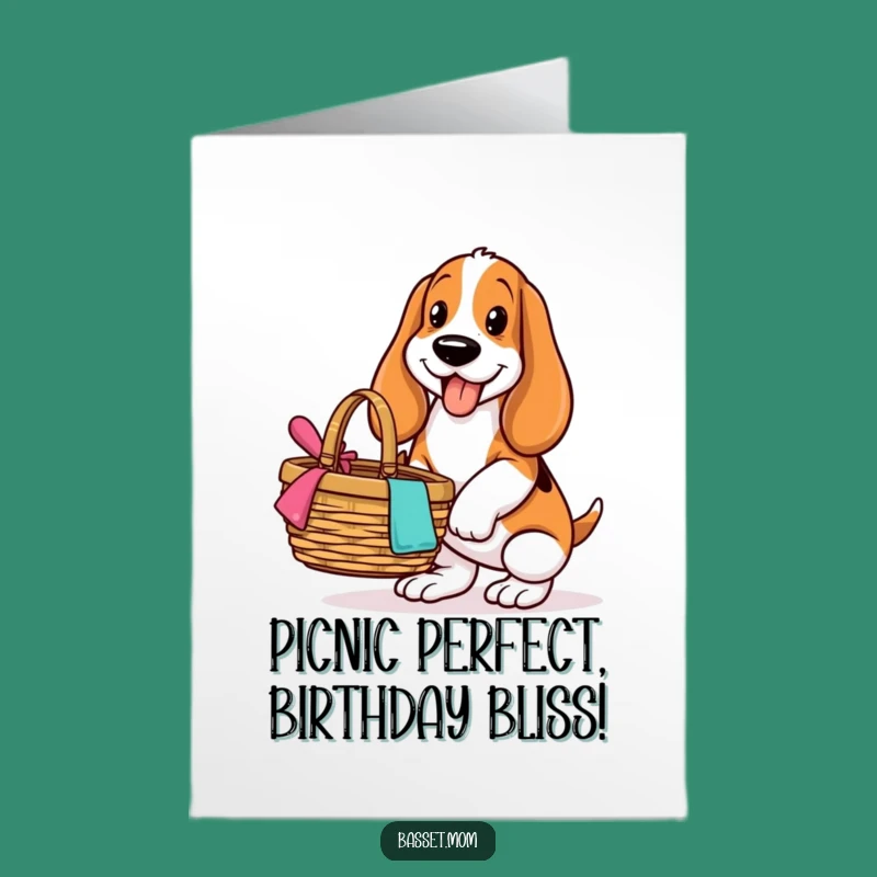 Free Printable Picnic Basset Birthday Card - Joyful Funny Downloadable Gift for Outdoor Lovers
