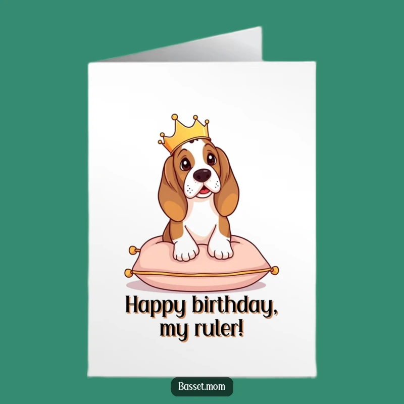 Free Printable Basset Hound Birthday Card: Royal Pooch Celebration Downloadable