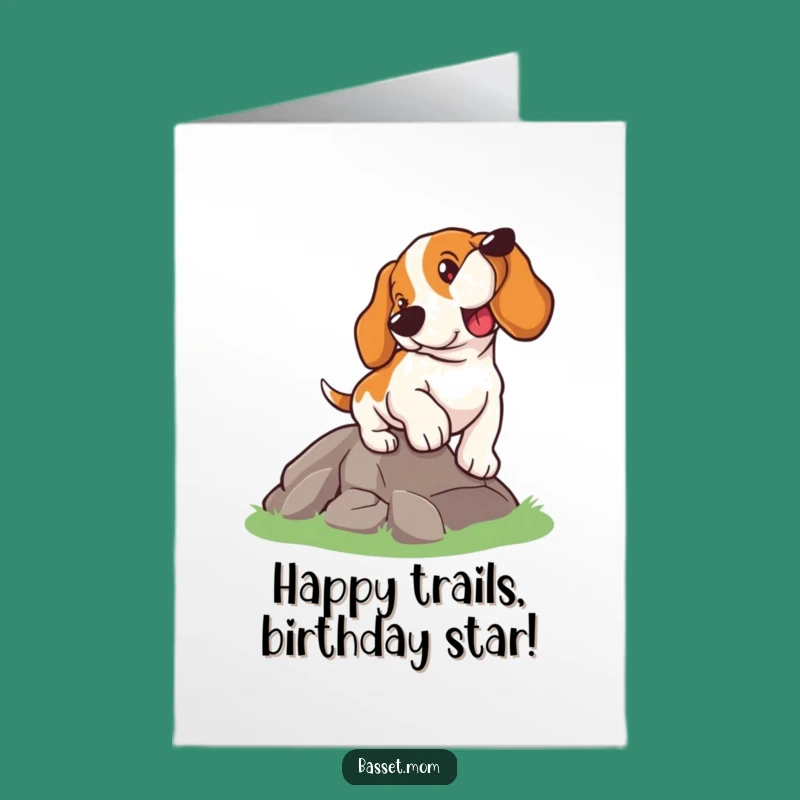 Determined Basset Hound Birthday Card Free Printable: Climbing Dog Downloadable Funny Gift