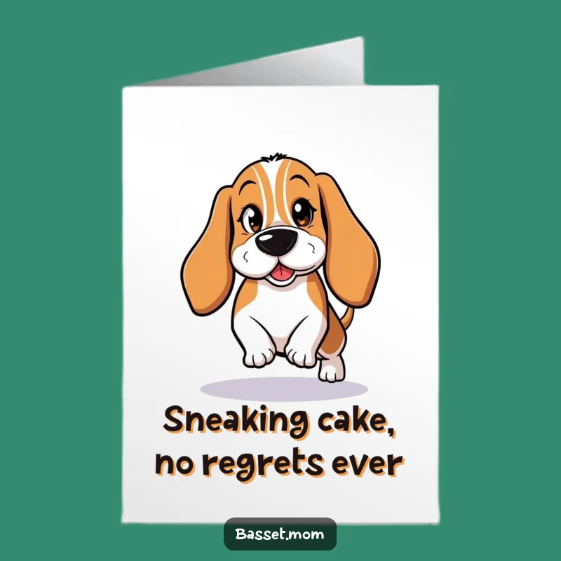 Free Printable Funny Basset Hound Birthday Card - Mischievous Dog Downloadable Greeting