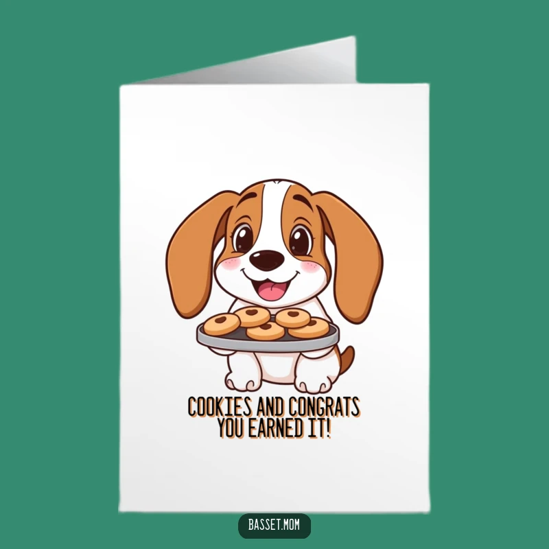Free Printable Congrats Card: Cookie Basset Hound, Funny Downloadable Sweet Success!