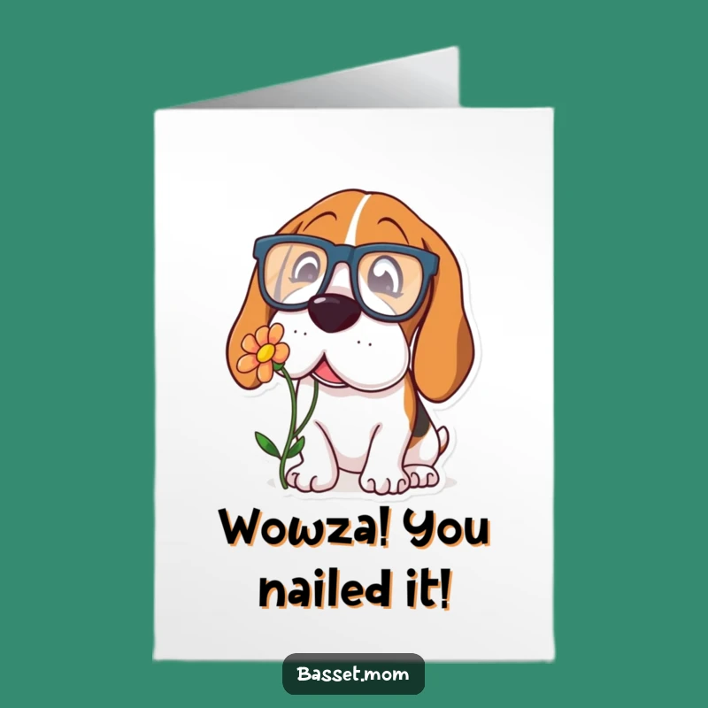 Free Printable Basset Hound Congratulations Card: Curious Pup Achieves - Instant Download