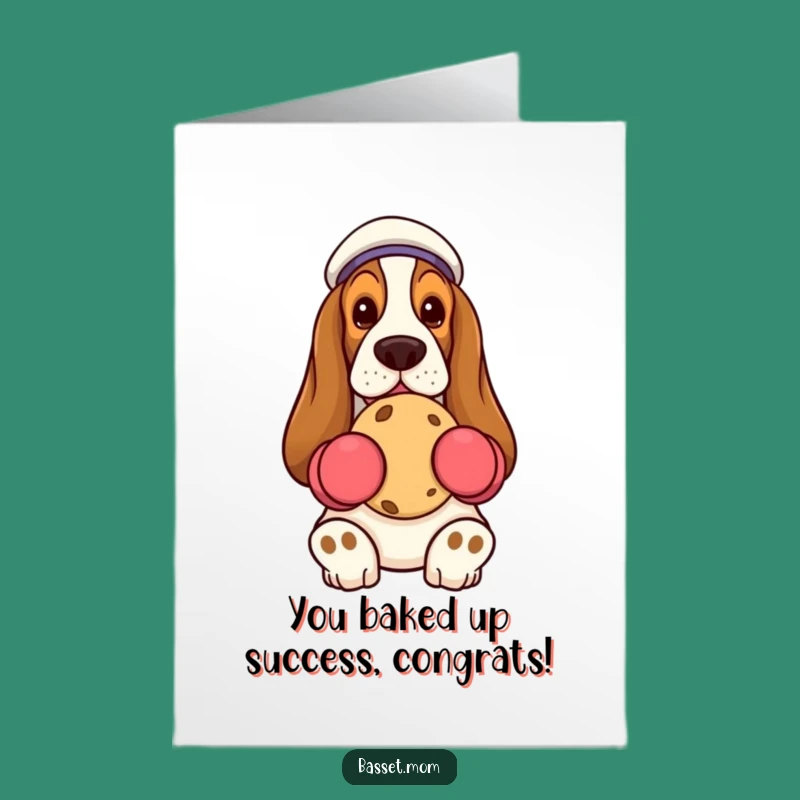 Free Printable Basset Hound Cookie Card: Funny Congrats DIY Downloadable Gift for Bakers!
