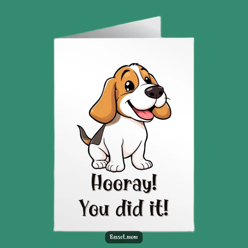 Free Printable Congrats Card: Basset Hound Bounce, Celebratory Downloadable, Humorous Gift