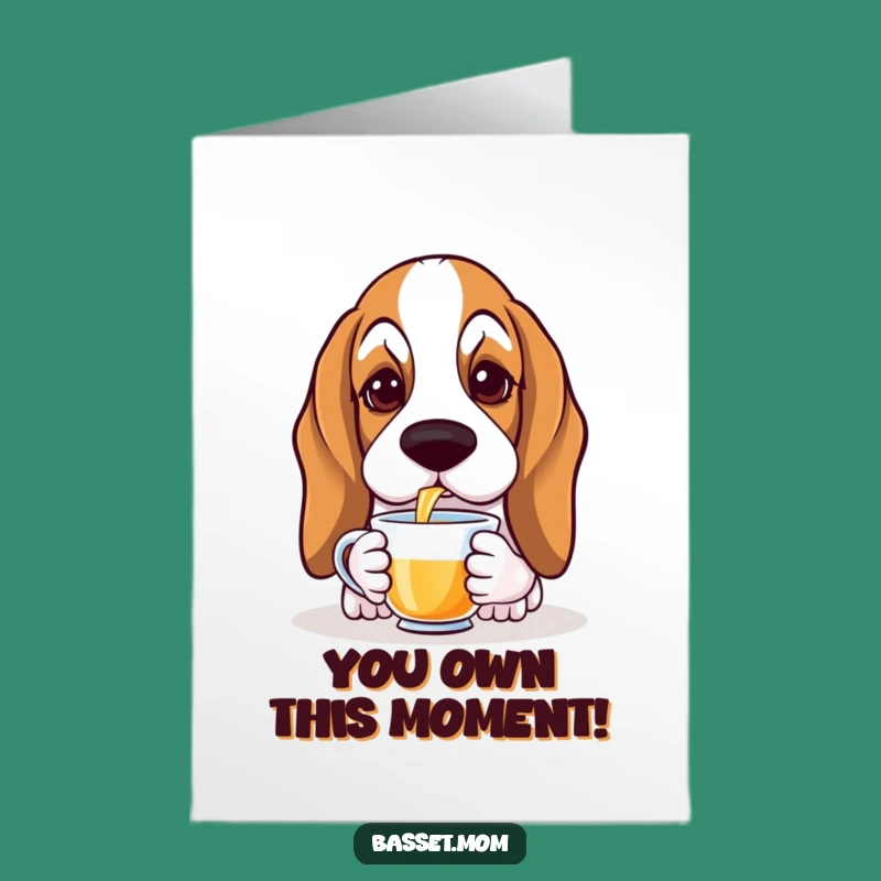 Free Printable Congrats Card: Basset Hound Tea Time - Cheers to Success!