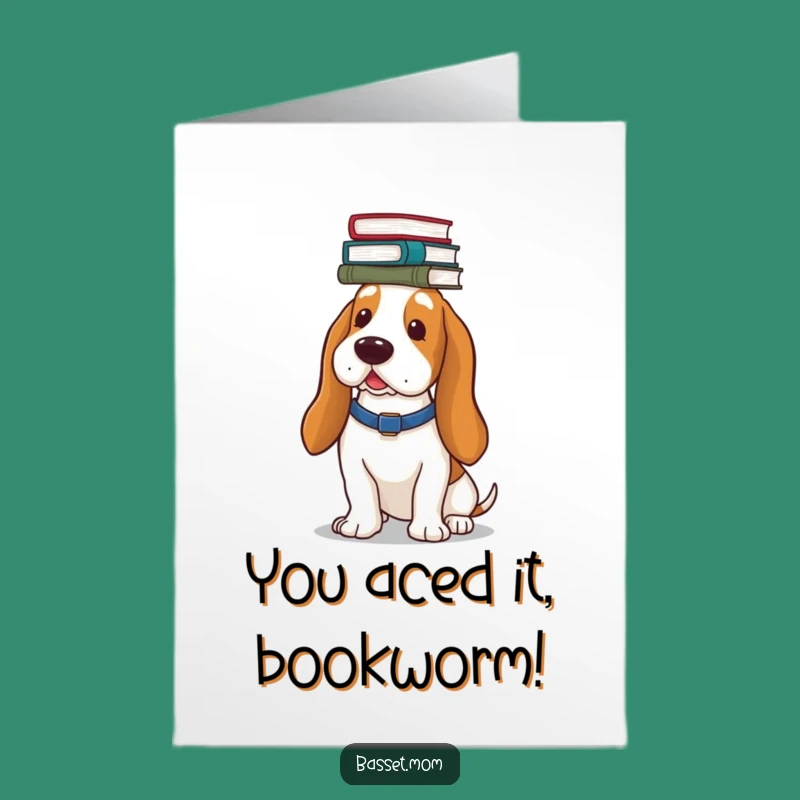 Free Printable Basset Hound Books Card - Celebrate Success with a Funny Downloadable Gift