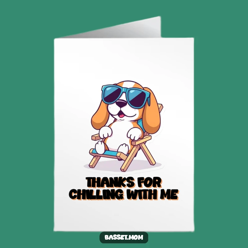 Free Printable Basset Hound Beach Thank You Card: Funny Pup Lounging