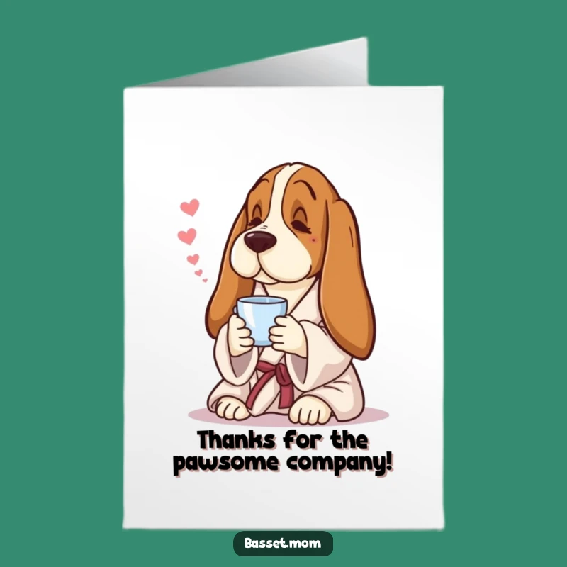 Free Printable Basset Hound Thank You Card: Grateful Tea Time Downloadable