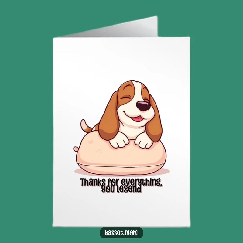 Free Printable Funny Basset Hound Thank You Card: Relaxed Dog Downloadable Gift for Appreciation