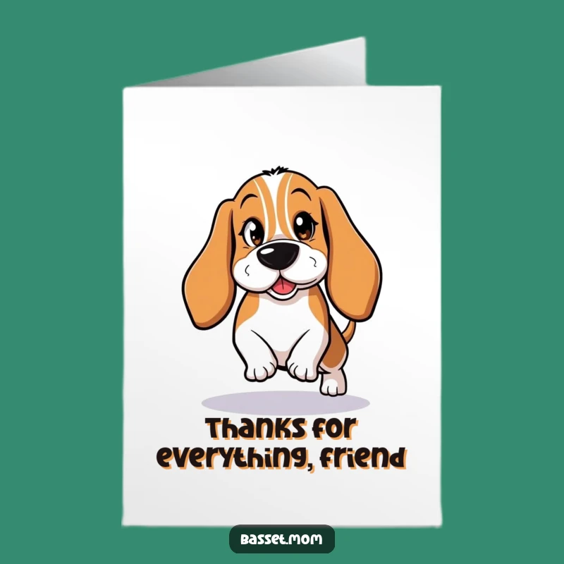 Free Printable Thank You Card: Basset Hound's Funny Grateful Wink Downloadable
