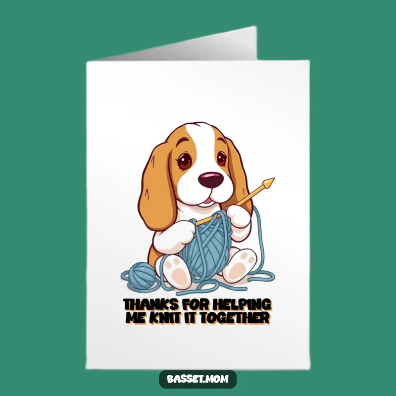 Free Printable Thank You Card: Basset Hound Yarn Artist DIY Downloadable Gift