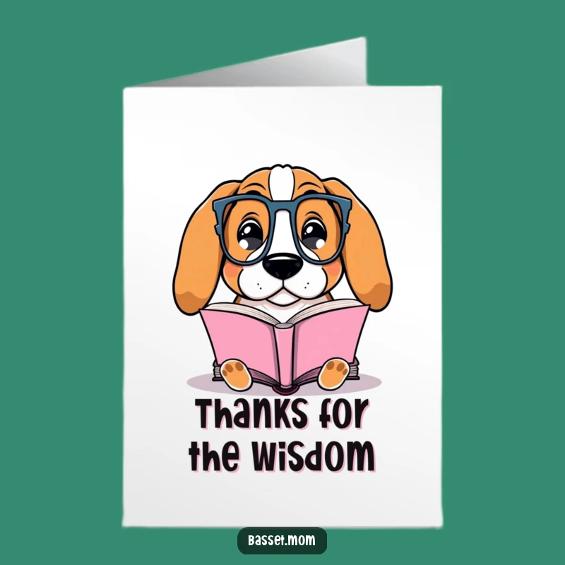 Free Printable Thank You Card: Bookish Basset Hound - Grateful & Studious!