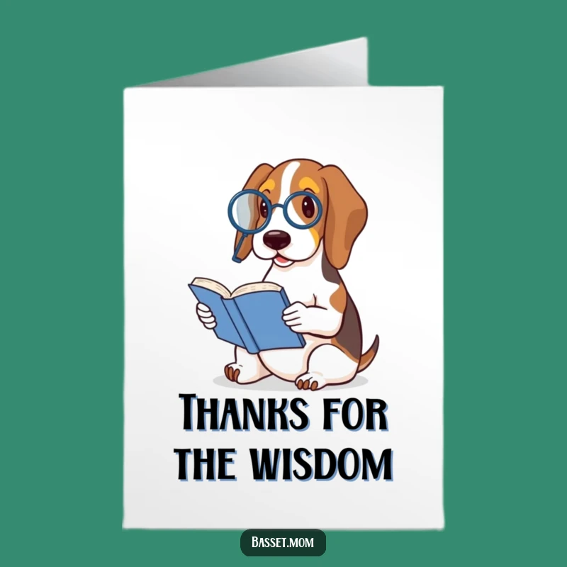Free Printable Thank You Card: Monocled Basset Hound Reader, Downloadable Funny Gift