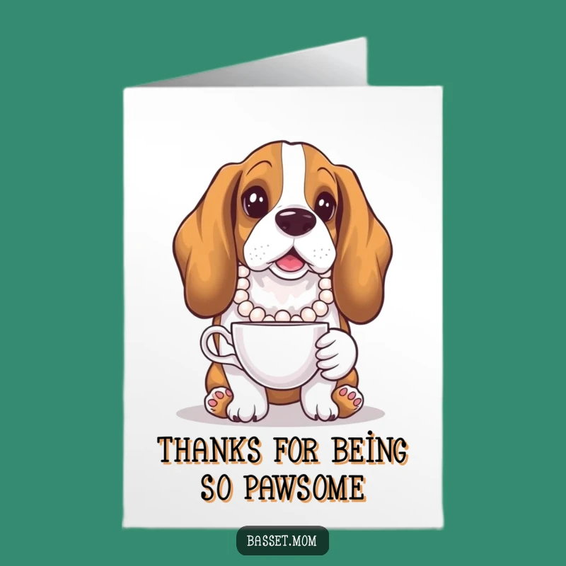Free Printable Thank You Card: Sophisticated Basset Hound Expresses Gratitude LOL Downloadable