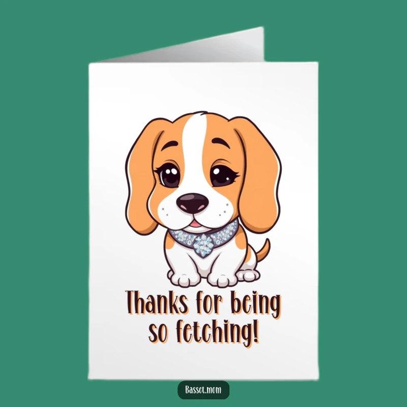 Free Printable Thank You Card: Winking Basset Hound - Grateful Downloadable