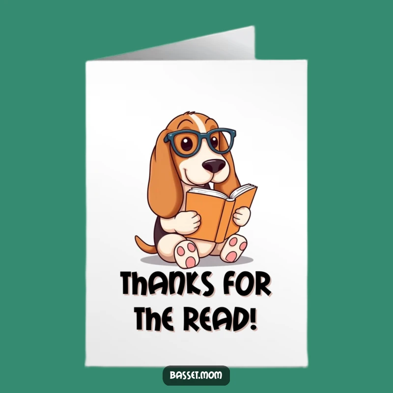 Funny Basset Hound Thank You Card Free Printable: Book Dog Downloadable Gratitude