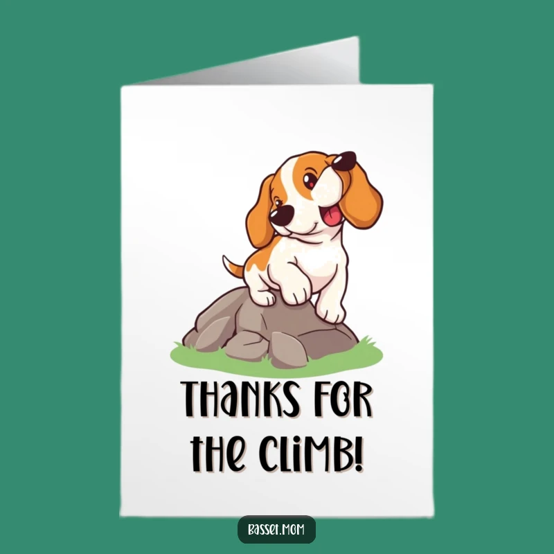 Funny Basset Hound Thank You Card Free Printable: Climbing Dog Downloadable Gratitude