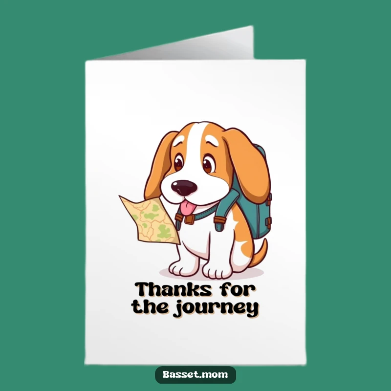 Grateful Free Printable Thank You Card: Basset Hound Explorer - Downloadable Journey Thanks
