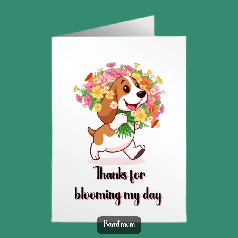 Free Printable Basset Hound Thank You Card: Happy Flower Delivery Downloadable