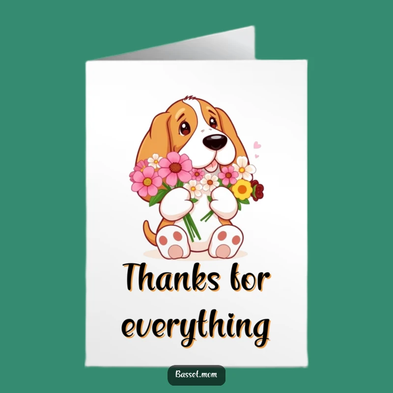 Free Printable Thank You Card: Basset Hound Flowers - Heartfelt & Funny!