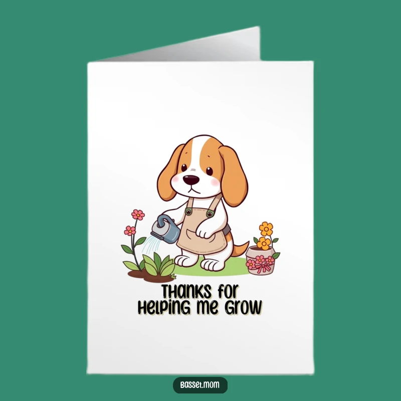 Free Printable Gardening Basset Thank You Card: Funny Dog Helper Downloadable Gift