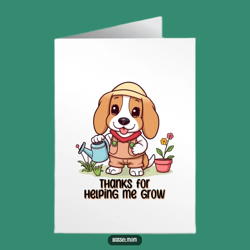 Free Printable Thank You Card: Grateful Gardener Basset Hound DIY Downloadable Gift