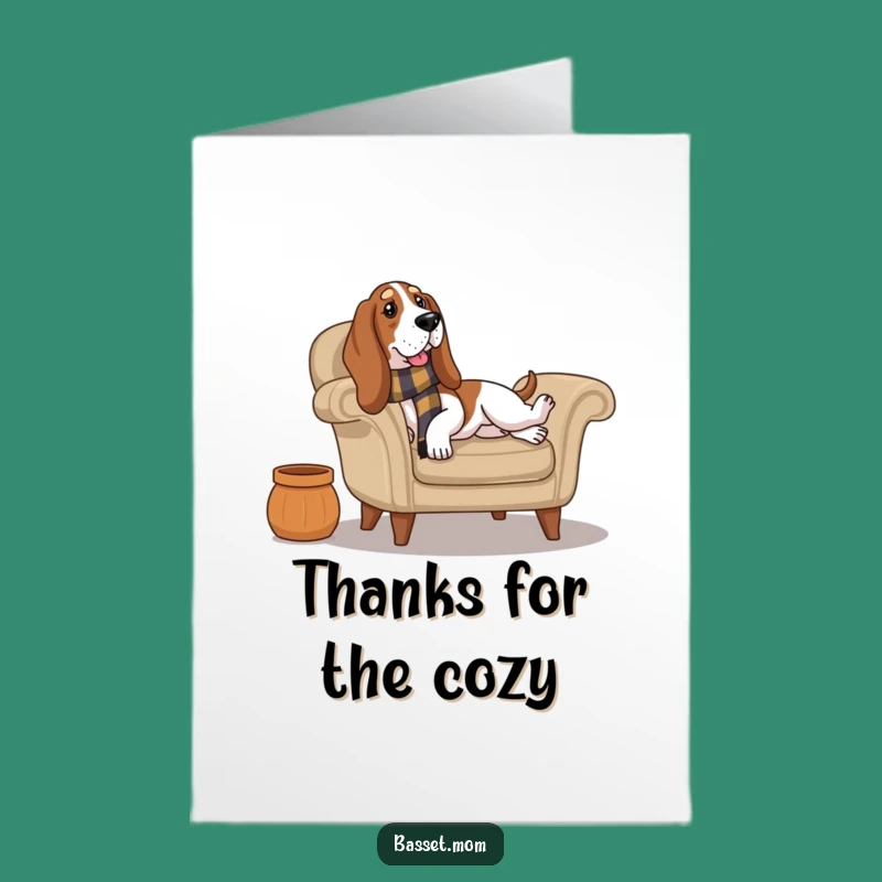 Free Printable Thank You Card: Cozy Basset Hound - Relaxed Gratitude!