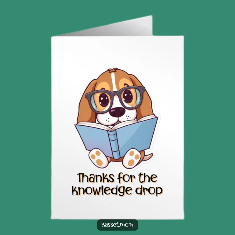 Free Printable Thank You Card: Bookish Basset Hound's Funny Gratitude Downloadable