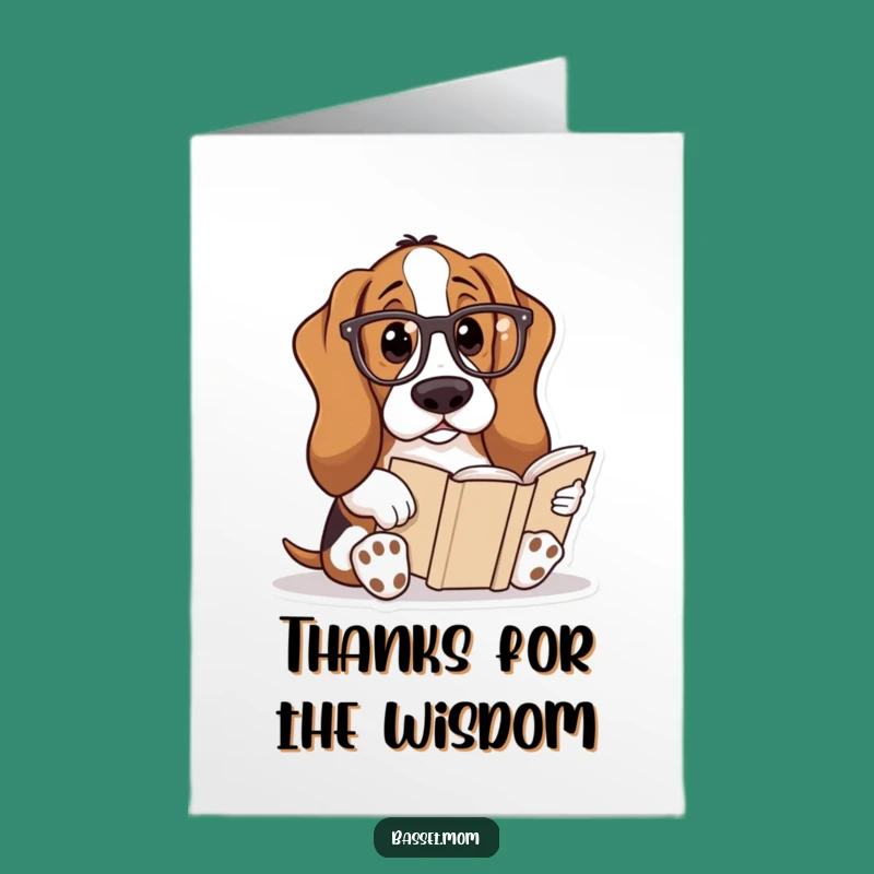 Free Printable Bookworm Basset Thank You Card: Funny Dog Lover Downloadable Gift