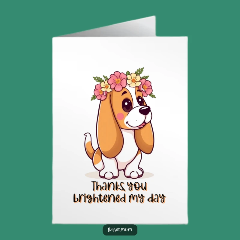 Free Printable Floral Basset Hound Thank You Card: Funny Dog Downloadable Gift