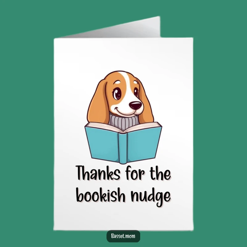 Thoughtful Free Printable Thank You Card: Bookish Basset Hound - Downloadable Gratitude