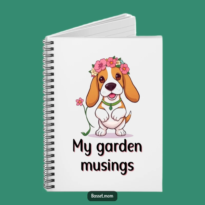 Funny Basset Hound Floral Journal - Cute Dog Notebook Gift
