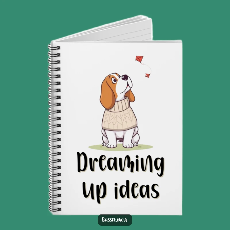 Funny Basset Hound Notebook: Sweater Weather Ideas and Kite Watching