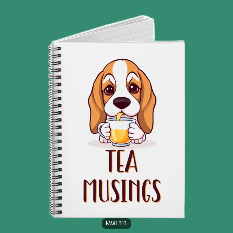 Funny Basset Hound Tea Sip Notebook - Elegant Droopy Ear Dog Journal