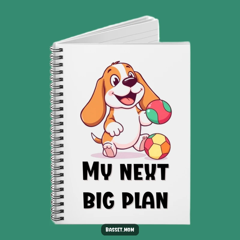 Funny Cheerful Basset Hound Notebook: Bouncing Ball - Jot Down Fun Funny Gift