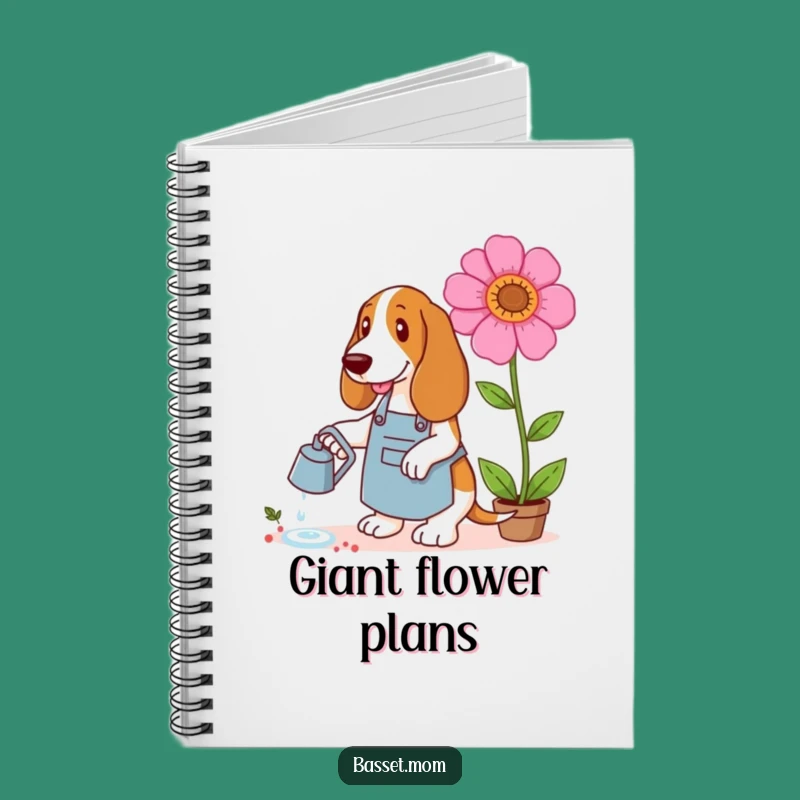 Funny Basset Hound Gardener Notebook - Giant Flower Dog Journal Gift