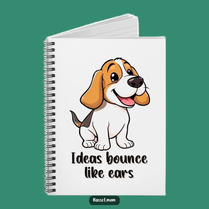 Funny Basset Hound Floppy Ears Bounce Notebook - Journal Your Happy Thoughts