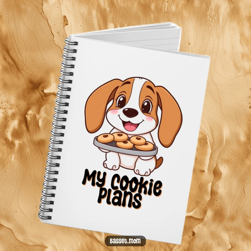 Funny Basset Hound Notebook: A dog offers cookies, perfect for recipes and notes.