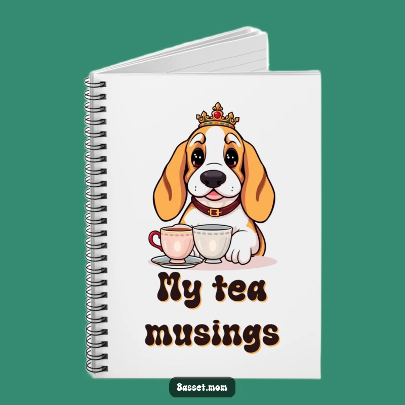 Funny Basset Hound Tea Notebook - Regal Dog Journal for Refined Thoughts