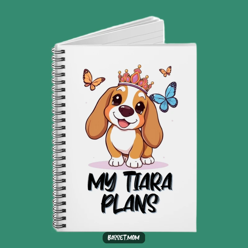 Funny Basset Hound Tiara Notebook - Hilarious Regal Dog Journal
