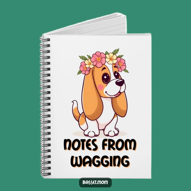 Funny Floral Basset Hound Notebook: Journal Your Happy Thoughts