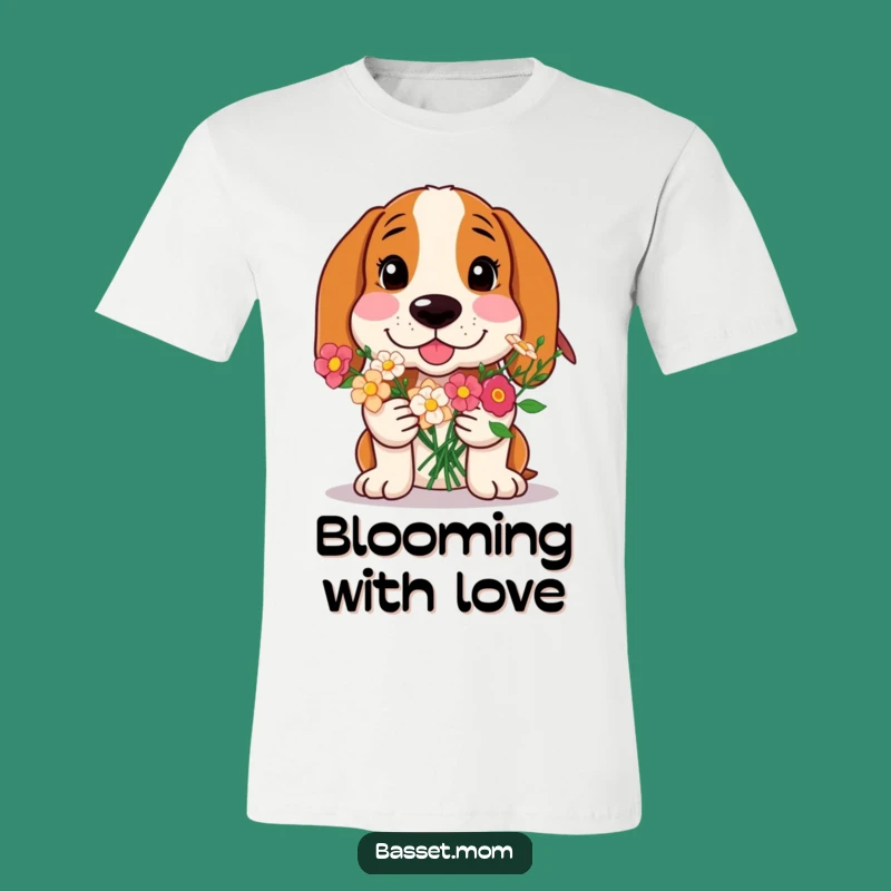 Funny Basset Hound Flower Bearer T-Shirt - Adorable Dog Tee Gift!