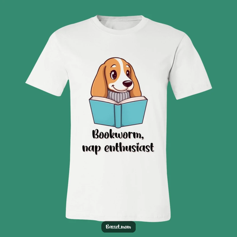 Funny Basset Hound Book Lover T-Shirt - Comical Dog Gift with Knitted Sweater